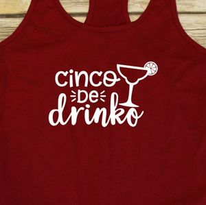 Cinco De Drinko - red fitted racerback tank top